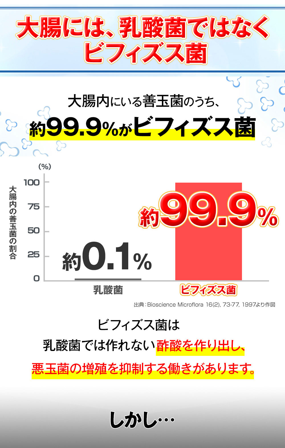 大腸には、乳酸菌ではなくビフィズス菌